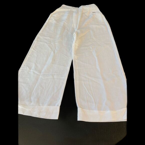 L’Cecci Brazilian White Wide Leg High Rise Linen Palazzo Pant Size 40 - Picture 3 of 10